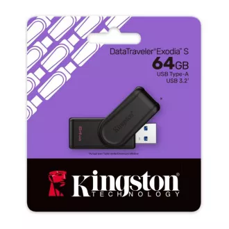 Kingston Flash Drive 64GB USB3.2 Gen 1 DataTraveler Exodia S (Schwarz) Kingston Flash Drive 64GB USB3.2 Gen 1 DataTraveler Exodia S (Schwarz)