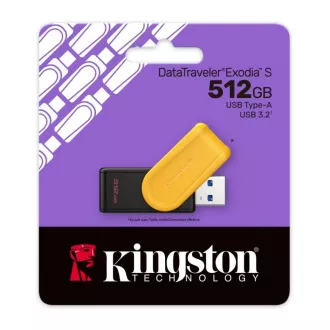 Kingston Flash Drive 512GB USB3.2 Gen 1 DataTraveler Exodia S (Schwarz   Gelb)