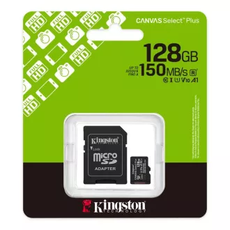 Kingston MicroSDXC 128GB Canvas Select Plus, U1, V10, A1, SD-Adapter