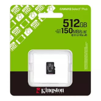 Kingston MicroSDXC 512GB Canvas Select Plus, U3, V30, A1 Kingston MicroSDXC 512GB Canvas Select Plus, U3, V30, A1