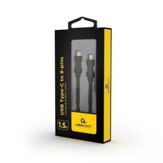 GEMBIRD USB 2.0 Typ-C zu Ligtning (CM/8pinM) Kabel, 1, 5m, Daten, schwarz GEMBIRD USB 2.0 Typ-C zu Ligtning (CM/8pinM) Kabel, 1, 5m, Daten, schwarz