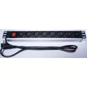 PremiumCord Power Panel für 19" Rack 1.5U, 8x230V, 2m Kabel, Schalter