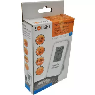 Solarthermometer, Temperatur, große Anzeige, Datum, Uhrzeit, weiß Solarthermometer, Temperatur, große Anzeige, Datum, Uhrzeit, weiß
