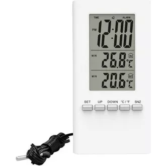 Solarthermometer, Temperatur, große Anzeige, Datum, Uhrzeit, weiß Solarthermometer, Temperatur, große Anzeige, Datum, Uhrzeit, weiß