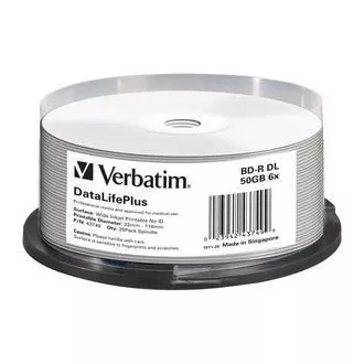VERBATIM BD-R (25er-Pack) Blu-Ray / Spindel / DL + / 6x / 50GB / BREIT DRUCKBAR KEINE ID OBERFLÄCHE HARTBESCHICHTUNG