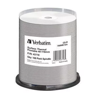 VERBATIM CD-R (100er Pack) Spindel / AZO / 52x / 700MB / Thermodruckbar Keine ID-Marke