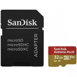 SanDisk MicroSDHC-Karte 32GB Extreme PLUS (10MB/s, UHS-I V30, Rescue Pro Deluxe) + Adapter