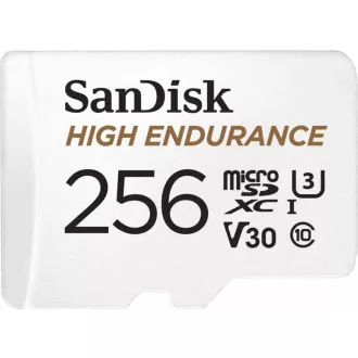 SanDisk MicroSDXC-Karte 256GB High Endurance (R:100/W:40 MB/s, Klasse 10, U3 V30)   Adapter