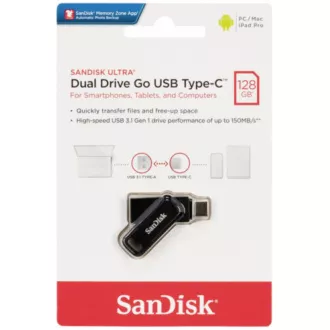 SanDisk Flash-Laufwerk 128GB Ultra Dual Drive Go, USB-C 3.2, Schwarz