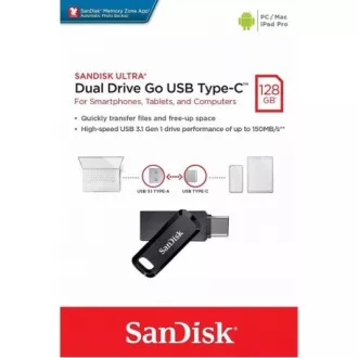 SanDisk Flash-Laufwerk 128GB Ultra Dual Drive Go, USB-C 3.2, Schwarz