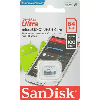 Sandisk MicroSDXC-Karte 64GB Ultra (80MB/s, Klasse 10 UHS-I, Android)