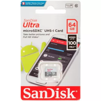 Sandisk MicroSDXC-Karte 64GB Ultra (80MB/s, Klasse 10 UHS-I, Android)