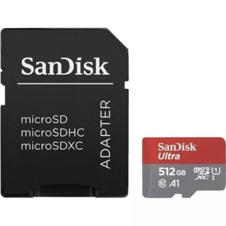SanDisk MicroSDXC 512GB Ultra Karte (100MB/s, Klasse 10, Android) + Adapter