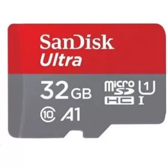 SanDisk MicroSDHC-Karte 32 GB Ultra (120 MB / s, A1 Klasse 10 UHS-I, Android - Tablet-Verpackung, Memory Zone App) + Adapter