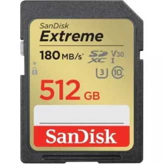 SanDisk SDXC-Karte 512GB Extreme (190 MB/s Klasse 10, UHS-I U3 V30)