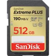 SanDisk SDXC-Karte 512GB Extreme PLUS (R 190 MB/s W130 MB/s Klasse 10, UHS-I U3 V30)
