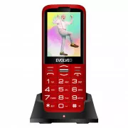 EVOLVEO EasyPhone XO, Mobiltelefon für Senioren mit Ladestation, rot