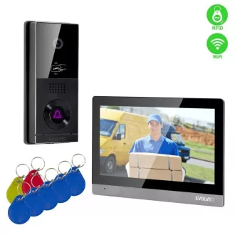 EVOLVEO DoorPhone AHD10, Home WiFi Video-Telefonanlage mit Türsteuerung und RFID, schwarz-silberner 10" Monitor, 32GB
