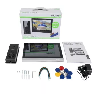 EVOLVEO DoorPhone AHD10, Home WiFi Video-Telefonanlage mit Türsteuerung und RFID, schwarz-silberner 10" Monitor, 32GB