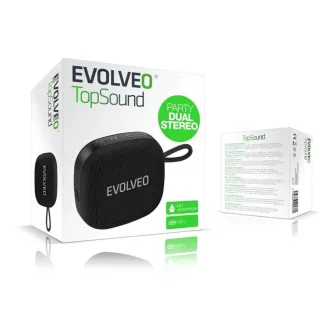 EVOLVEO TopSound, kabelloser, wasserdichter Bluetooth-Lautsprecher mit Radio, schwarz