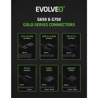 EVOLVEO G650 Netzteil 650W, 80  GOLD, ATX 3.1, aPFC, 140 mm Lüfter