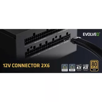 EVOLVEO G850 Netzteil 850W, 80  GOLD, ATX 3.1, aPFC, 140 mm Lüfter