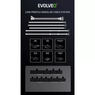 EVOLVEO G850 Netzteil 850W, 80  GOLD, ATX 3.1, aPFC, 140 mm Lüfter
