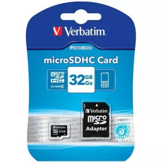 VERBATIM MicroSDHC-Karte 32 GB Premium, U1 + SD-Adapter