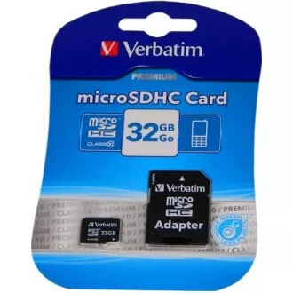 VERBATIM MicroSDHC-Karte 32 GB Premium, U1 + SD-Adapter