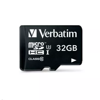 VERBATIM MicroSDHC-Karte 32GB Pro, U3 + Adapter