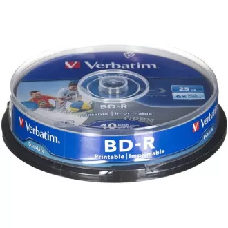 VERBATIM BD-R SL Datalife HTL (10er-Pack)Blu-Ray/Spindel/6x/25GB Wide Printable