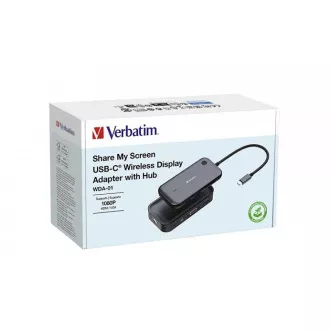 VERBATIM Display Adapter WDA-01 Share My Screen 1080P, USB-C Hub