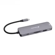 VERBATIM Hub USB-C Pro Multiport 8 Port, 3x USB 3.2, 1x USB-C, 2xHDMI, microSD/SD, grau