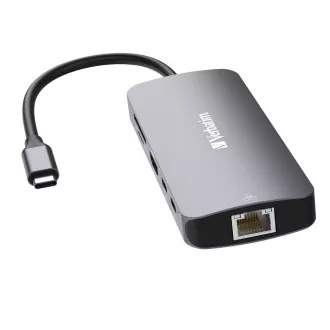 VERBATIM Hub USB-C Pro Multiport 9 Port, 3x USB 3.2, 2x USB-C, HDMI, RJ45, microSD/SD, grau