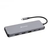 VERBATIM Hub USB-C Pro Multiport 13 Port, 6x USB-A, 2x USB-C, 2x HDMI, DP, RJ45, 3.5mm Klinke Audio, grau
