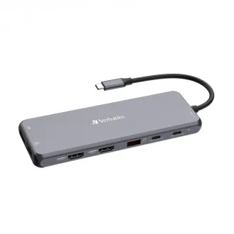 VERBATIM Hub USB-C Pro Multiport 13 Port, 6x USB-A, 2x USB-C, 2x HDMI, DP, RJ45, 3.5mm Klinke Audio, grau VERBATIM Hub USB-C Pro Multiport 13 Port, 6x USB-A, 2x USB-C, 2x HDMI, DP, RJ45, 3.5mm Klinke Audio, grau