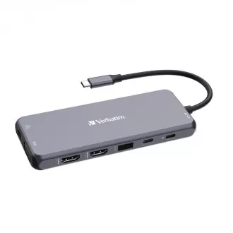 VERBATIM Hub USB-C Pro Multiport 14 Port, 5x USB-A, 2x USB-C, 2x HDMI, 1xVGA, RJ45, 3.5mm Klinke Audio, microSD/SD, grau