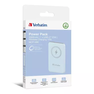 VERBATIM Powerbank Charge 'n' Go, Magnetisch, 5000 mAh, USB-C, Blau