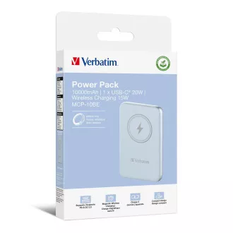 VERBATIM Powerbank Charge 'n' Go, Magnetisch, 10000 mAh, USB-C, Blau