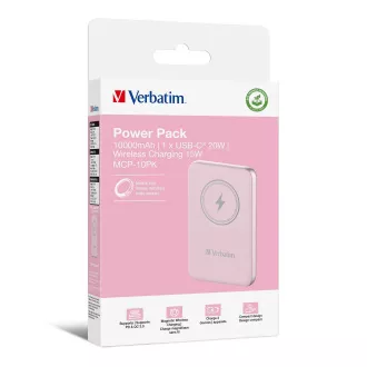 VERBATIM Powerbank Charge 'n' Go, Magnetisch, 10000 mAh, USB-C, Rosa