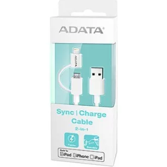 ADATA Sync & Charge Lightning Kabel - USB A 2.0, 100cm, Kunststoff, weiß ADATA Sync & Charge Lightning Kabel - USB A 2.0, 100cm, Kunststoff, weiß