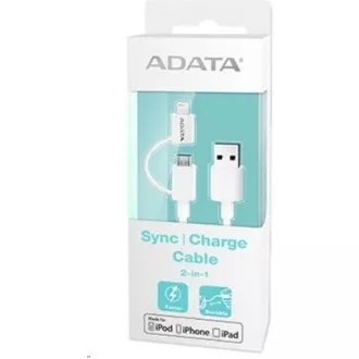 ADATA Sync & Charge Lightning Kabel - USB A 2.0, 100cm, Kunststoff, weiß