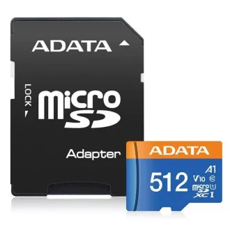 ADATA MicroSDXC-Karte 512GB Premier UHS-I C10 V10 (R:100/W:25 MB/s)   SD-Adapter