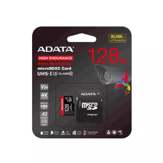 ADATA MicroSDXC-Karte 128GB High Endurance UHS-I C10 V30 A2 (R:100/W:85 MB/s) SD-Adapter ADATA MicroSDXC-Karte 128GB High Endurance UHS-I C10 V30 A2 (R:100/W:85 MB/s) SD-Adapter