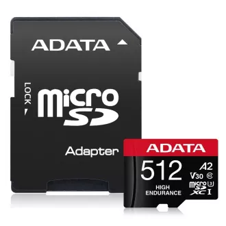 ADATA MicroSDXC-Karte 512GB High Endurance UHS-I C10 V30 A2 (R:100/W:85 MB/s)   SD-Adapter