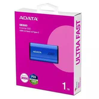 ADATA Externe SSD 1TB SE880, USB-C 3.2 Gen 2x2, R:2000/W:2000MB/s, blau