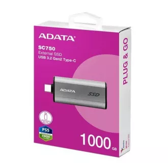ADATA Externe SSD 1TB SC750, USB-C 3.2 Gen2, Schwarz