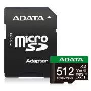 ADATA MicroSDXC-Karte 512GB Speed Plus, U3, C10, A2, V30 (R:180/W:160 MB/s)   SD-Adapter