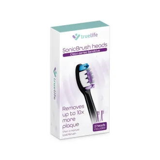 TrueLife SonicBrush Clean-Serie Bürstenköpfe „Sensitive“, schwarz, 2er-Pack