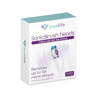 TrueLife SonicBrush Clean-Serie Bürstenköpfe „Sensitive“ in Weiß, 8er-Pack